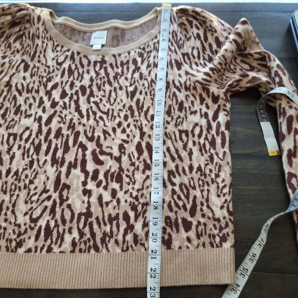 Maeve Puff Sleeve‎ Animal Print Pullover Sweater Womens XL Neutral NWOT